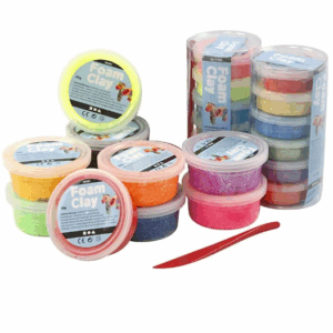 Klei - Glitter Diverse Kleuren Boetseerklei - Kinder Klei - Foam Clay - Lichtgewicht Klei - Air Dry Clay - Klei Met Styropor Balletjes - Zelfhardende Klei - 28 stuks