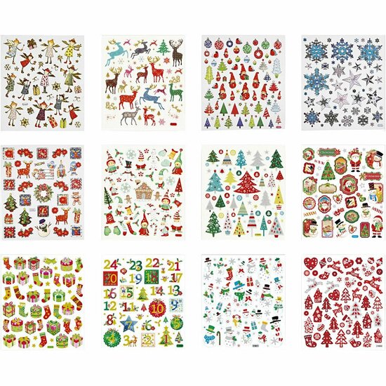 Stickerboek, kerstmis, 15x16,5 cm, 1x12vel