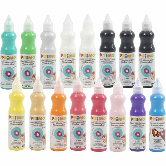 Raamverf - Verf Voor Ramen - Raamdecoratie - Verf Op Waterbasis - Kinderen Verf -Verschillende Kleuren - Creatieve Verf - 16 Verf Tubes - 75ml Per Tube