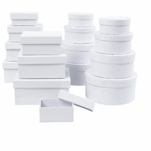 Dozen, wit, H: 3,5+4,5+5,5+6,5 cm, afm 8,5x11,5+11x14 cm, Inhoud kan variëren , 16 stuk/ 1 doos