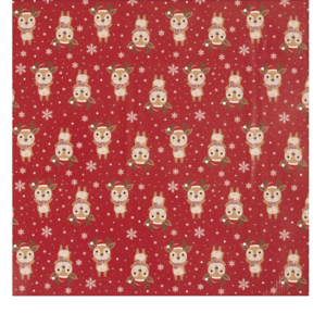Inpakpapier, donkerrood, Rendier met sjaal, B: 50 cm, 80 gr, 100 m/ 1 rol