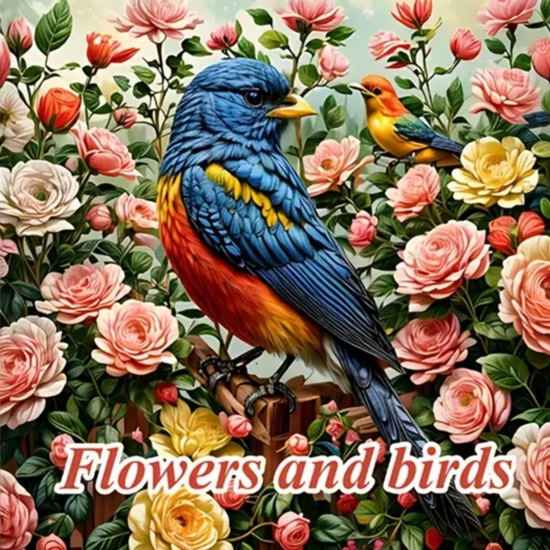 Kleurboek vogels en bloemen  Natuur kleurboek  Kleurboek natuur  Creatief Kleurboek Natuur  Vogel kleurboek - Kinderen en Volwassenen - Colorbook Birds And Flowers - 20x20cm - 20 Tekeningen