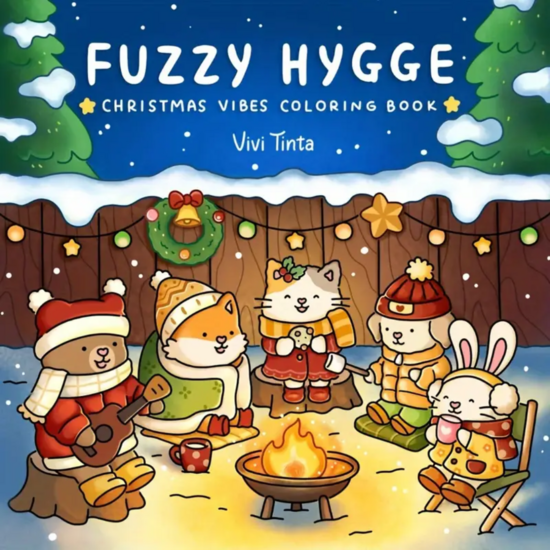 Fuzzy Hygge Kleurboek - Vivi Tinta Kleurboek - Comfy Christmas - Gezellige Kerst Kleurplaten - Kleurboek Volwassenen en Tieners - Simpele Lieve Kleurplaten - 40 Super Lieve Kleurplaten - 22x22cm - I
