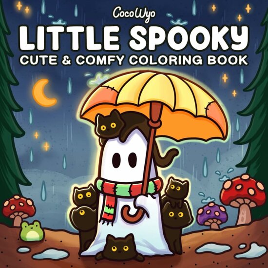 Little Spooky Kleurboek - Coco Wyo Kleurboek - Griezelig Schattige Spookjes - Kleurboek Volwassenen en Tieners - Ontspanning Kleurboek - 40 Hygge Kleurplaten Voor Ontspanning - 22x22cm - Incl. 1 alcoh