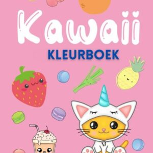 Kawaii Kleurboek - Kleurboek Volwassenen En Kinderen - Eten Drinken Dieren Leuk Voorwerpen - Simpele Kleurplaten - Ontspanning - A4 - 50 Kleurplaten - Incl. 1 Alcoholmarker