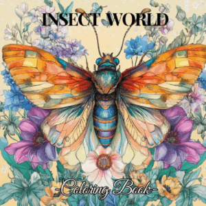 Kleurboek Insectenwereld - Vlinders Libelle Bijen - Kleurboek Volwassenen En Tieners - Natuur Kleurplaten - Insecten Illustraties - 20x20cm - 28 Unieke Ontwerpen