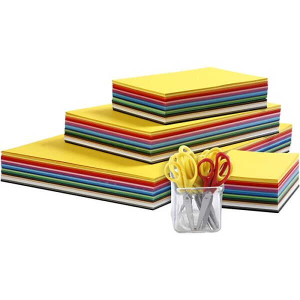Karton 180 Grams - 20 Verschillende Kleuren A3, A4, A5, A6 Karton - Hobbykarton - Stevig Papier - Papier 180 grams - Knutselpapier Knutselkarton - 29,7x42cm - 1500 Vellen + 12 Kinderscharen