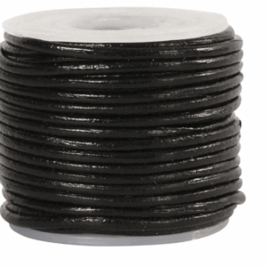 Leerkoord - Zwart Leren Koord - Hobbykoord Van Leer - Leather Cord - Draad Voor Sieraden Maken - Macramé Koord - Zwart - Dikte 1mm - Lengte 10m - 1 Rol