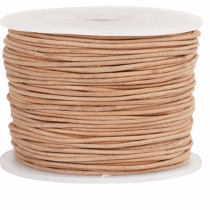 Leerkoord - Beige Leren Koord - Hobbykoord Van Leer - Leather Cord - Draad Voor Sieraden Maken - Macramé Koord - Beige - Dikte 1mm - Lengte 50m - 1 Rol