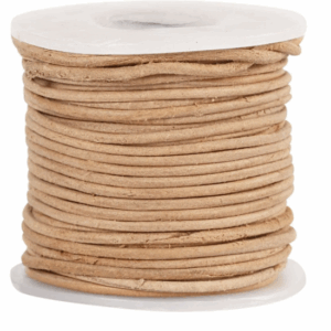 Leerkoord - Naturel Leren Koord - Hobbykoord Van Leer - Leather Cord - Draad Voor Sieraden Maken - Macramé Koord - Naturel - Dikte 1mm - Lengte 10m - 1 Rol