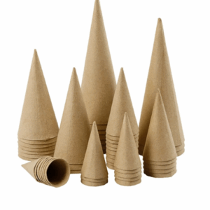 Papier-maché Kegels - Kegelvormige Figuren - Bruine Kartonnen Kegels - Kegelvorm - Puntvorm Voor Decoratie, Knutselen En Versieren - Kerstboom Vorm - Hoogte: 8 tot 20 cm - Set Van 50 Stuks