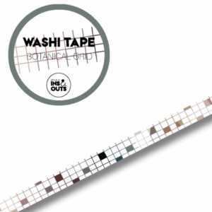 Studio Ins & Outs - Brede Washi Tape - Botanical 2.0 - Botanical Grid - Masking Tape Raster - 1,5 cm - Decoratieve Tape Aardetinten