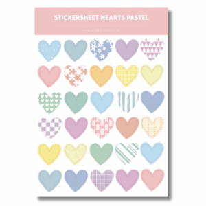Studio Ins & Outs - Stickervel Hartjes Pastel 2.0 - Hartjes Stickers - Pastelkleuren & Patronen - 30 Stickers In Hartjes Vorm