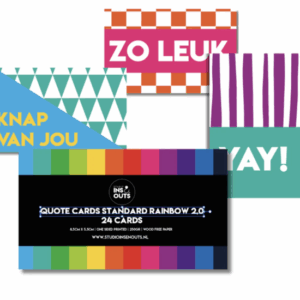 Studio Ins & Outs - Set Van 24 Quotekaartjes - Kaartjes Met Quotes - Rainbow 2.0 - Mini Kaartjes Leuke Uitspraken - Motiverende Kaartjes - Kleine Positieve Kaartjes Met Tekst - Regenboogkleuren