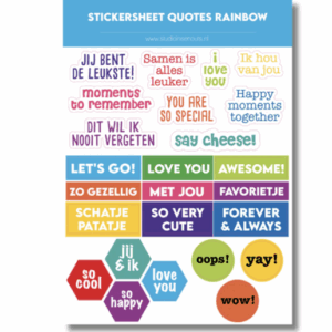 Studio Ins & Outs - Stickervel Quotes Rainbow 2.0 - Tekststickers - Stickers Met Quotes En Korte Teksten - Regenboogkleuren - 27 Stickers