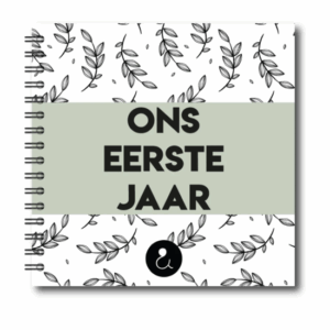 Studio Ins & Outs - Invulboek Tweeling Baby’s Ons Eerste Jaar - Baby Tweeling Dagboek - Herinneringen Boek - Groen - Botanisch - 21x21 cm