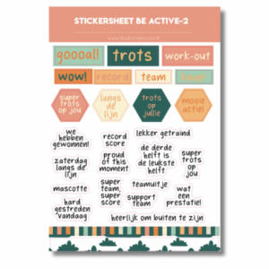 Studio Ins & Outs - Stickervel Quotes Be Active 2025 - Sportieve Tekststickers - Stickers Met Quotes, Aanmoedigingen en Sporttermen - Actieve Kleuren - 27 Stickers