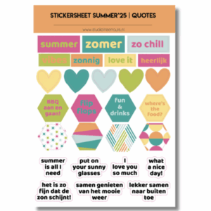 Studio Ins & Outs - Stickervel Quotes Summer'25 - Tekststickers - Stickers Met Quotes, Zomer & Hartjes - Zonnige Kleuren - 27 Stickers