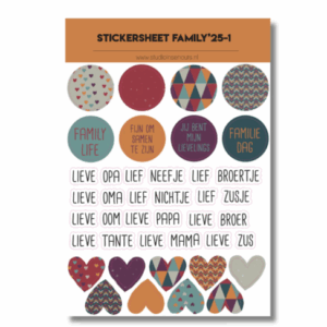Studio Ins & Outs - Stickervel Quotes Family-1 2025 - Tekststickers - Stickers Met Quotes, Familie & Hartjes - Warme Kleuren - 27 Stickers