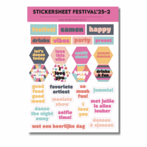 Studio Ins & Outs - Stickervel Quotes Festival Vibes 2025 - Tekststickers - Stickers Met Quotes, Festival & Vrolijke Teksten - Zomerse Kleuren - 27 Stickers