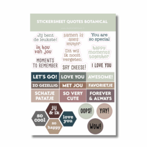 Studio Ins & Outs - Stickervel Quotes Botanical 2.0 - Tekststickers - Stickers Met Quotes En Korte Teksten - Aardetinten - 27 Stickers