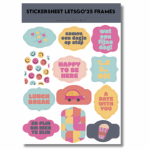 Studio Ins & Outs - Stickervel Frames Let’s Go 2025 - Stickers Met Frames En Banners - Uitjes Tekst Stickers - 12 Dagje Weg Stickers En Plaatjes