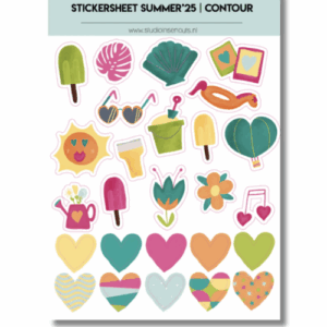 Studio Ins & Outs - Stickervel Contour - Summer'25 - Zomer Stickers - Hartjes & Strand Stickers - 26 Summer Illustraties