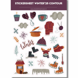 Studio Ins & Outs - Stickervel Contour - Winter 2025 - Winter Stickers - Sneeuw & Warme Illustraties - 26 Winter Illustraties