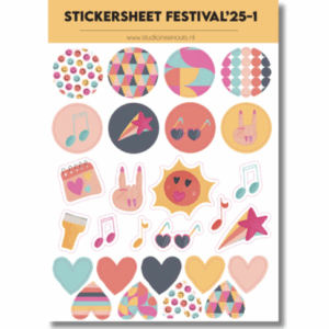 Studio Ins & Outs - Stickervel Contour - Festival Vibes 2025 - Festival Stickers - Muziek & Vibes Stickers - 27 Festival Illustraties