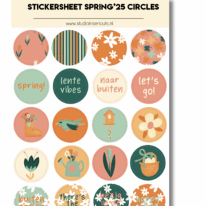 Studio Ins & Outs - Stickervel Cirkels Spring’25 - Ronde Lentestickers - Cirkelstickers - 20 Lente Illustraties