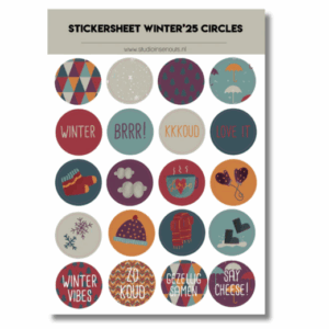 Studio Ins & Outs - Stickervel Cirkels Winter’25 - Ronde Winterstickers - Cirkelstickers - 20 Winter Illustraties