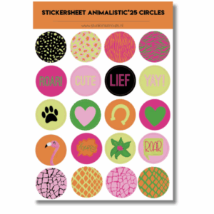 Studio Ins & Outs - Stickervel Cirkels Animalistic’25 - Ronde Dierenprint Stickers - 20 Animal Print Illustraties