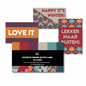 Studio Ins & Outs - Set Van 24 Quotekaartjes - Kaartjes Met Quotes - Winter 2025 - Mini Kaartjes Leuke Uitspraken - Motiverende Kaartjes - Kleine Positieve Kaartjes Met Tekst - Winterkleuren & Sneeuwp