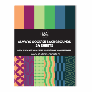 Studio Ins & Outs Paperpad Always Good'25 - Paper Pack - Scrapbook Papier - Papierblok - Designpapier - Patroonpapier - Groen Oranje Paars Blauw - 24 vellen