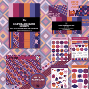 Studio Ins & Outs - Complete Creatieve Set - Love’25 Collectie - Journaling & Scrapbooking - Stickerboek Papier Washi Tape