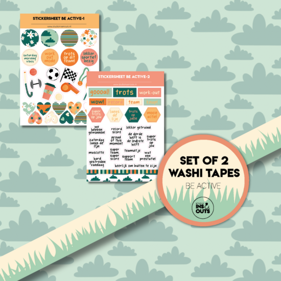 Studio Ins & Outs - Be Active - Complete Creatieve Set - Paperpad, Stickers, Washi Tape & Quote Kaartjes - Scrapbooking & Journaling Set