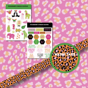 Studio Ins & Outs - Mini Collectie 2 The Zoo - Stickervellen & Brede Washi Tape - Dierentuin Thema - Scrapbook Set - Animalistic Kleuren