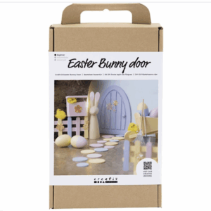 Startersset Miniatuur Deur Pasen – Paasversiering Set – Miniatuurbord Voor De Paashaas – Versierde Paasdecoratie Maken – Inclusief Eieren, Bloemen, Houten Deur – 1 set