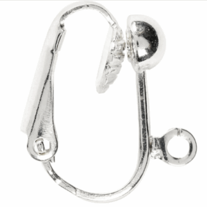 Clip-On Oorbellen - Verzilverd - Metalen Oorclips - Halve Bal met Oog - Voor DIY Sieraden & Accessoires - L: 16,5 mm - B: 1,5 mm - Gatgrootte: 1,6 mm - 40 Stuks