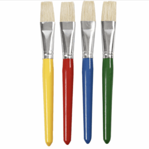 Kwasten Voor Kinderen, Plat, B: 20 mm – Kinderset Kwasten – Set Met 4 Platte Kwasten Van Varkenshaar – Geschikt Voor Schoolprojecten – 4 stuks