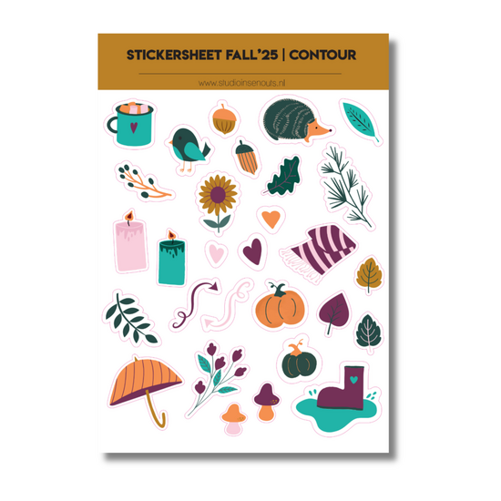 Studio Ins & Outs - Stickervel Contour Fall’25 - Herfststickers met Illustraties - Planner, Journal & Scrapbook Decoratie